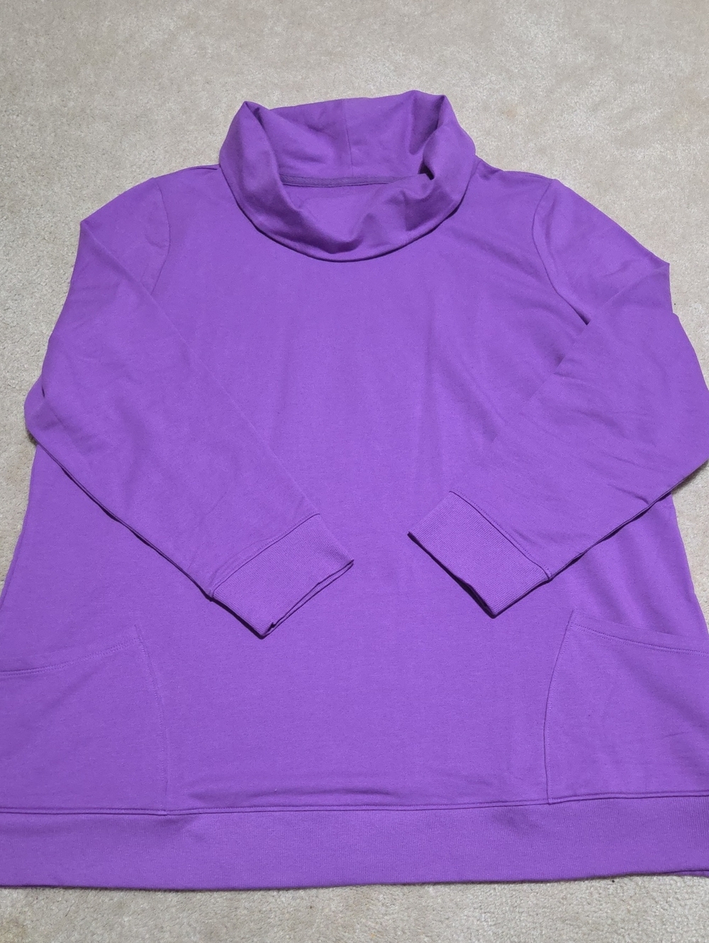Cozy Women's Purple Turtleneck Sweater with Pockets